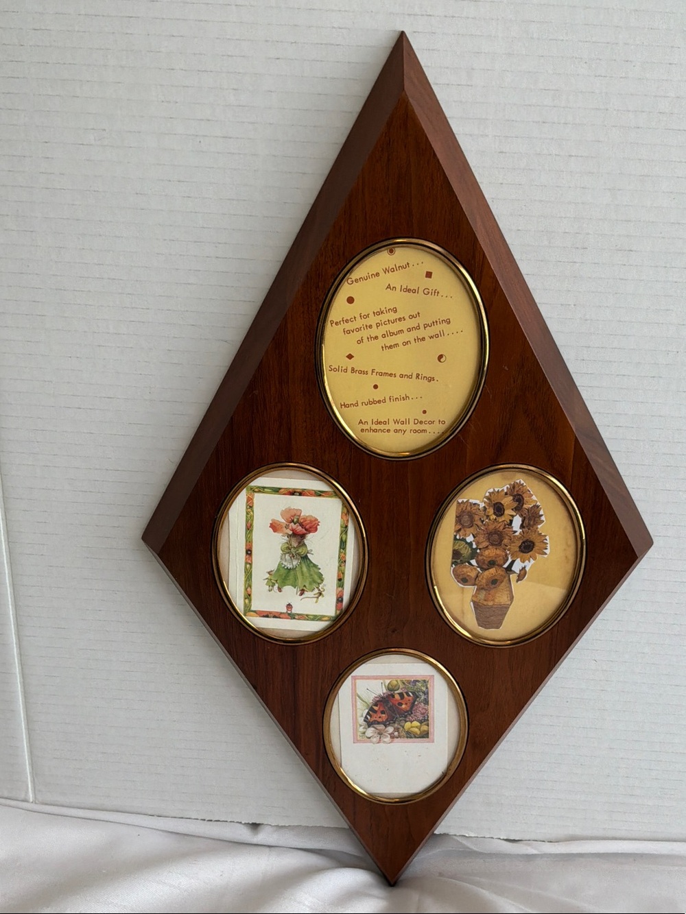 WalnutWood brass frames Diamond Multi-Opening Wall Frame - Brown